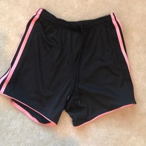 Pink and black adidas shorts
